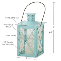 Thumbnail for Luminous Blue Lantern Tea Light Holder - Medium Alternate Image 6, Kate Aspen | Lantern