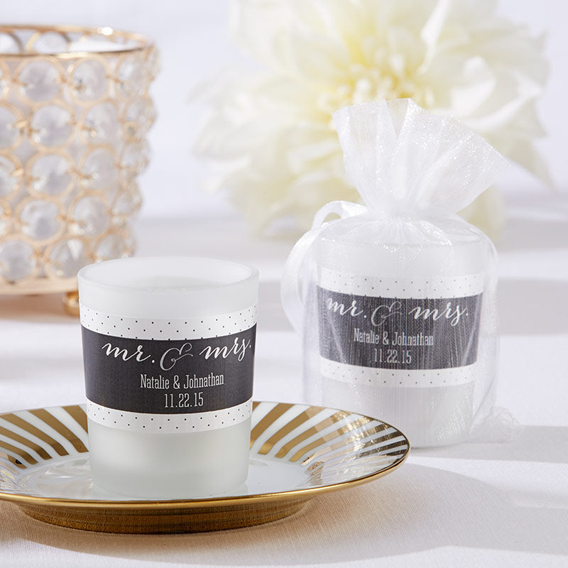 Personalized Frosted Glass Votive - Mr. & Mrs.