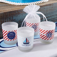 Thumbnail for Personalized Frosted Glass Votive - Kate's Nautical Birthday Collection