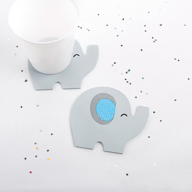 Elephant Coaster - Little Peanut (Blue) Main Image, Kate Aspen | Coasters