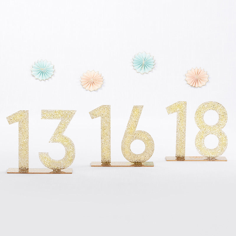 Gold Glitter Acrylic Table Numbers (13-18)