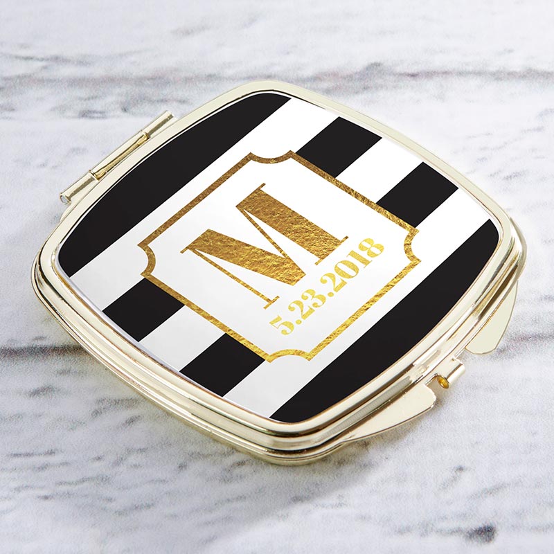 Personalized Gold Compact - Classic Wedding
