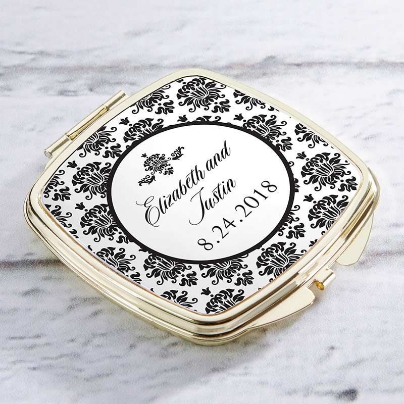 Personalized Gold Compact - Damask