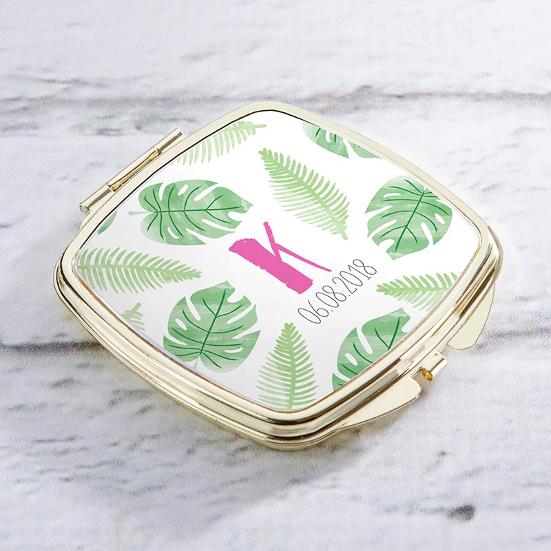 Personalized Gold Compact - Pineapples & Palms
