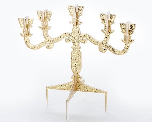 Gold Glitter Acrylic Candelabra Cake Topper