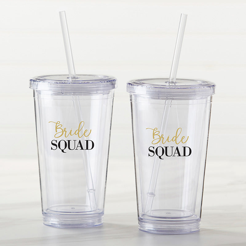 Printed 16 oz. Acrylic Tumbler - Bride Squad