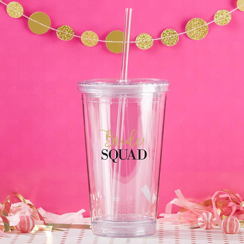 Printed 16 oz. Acrylic Tumbler - Bride Squad