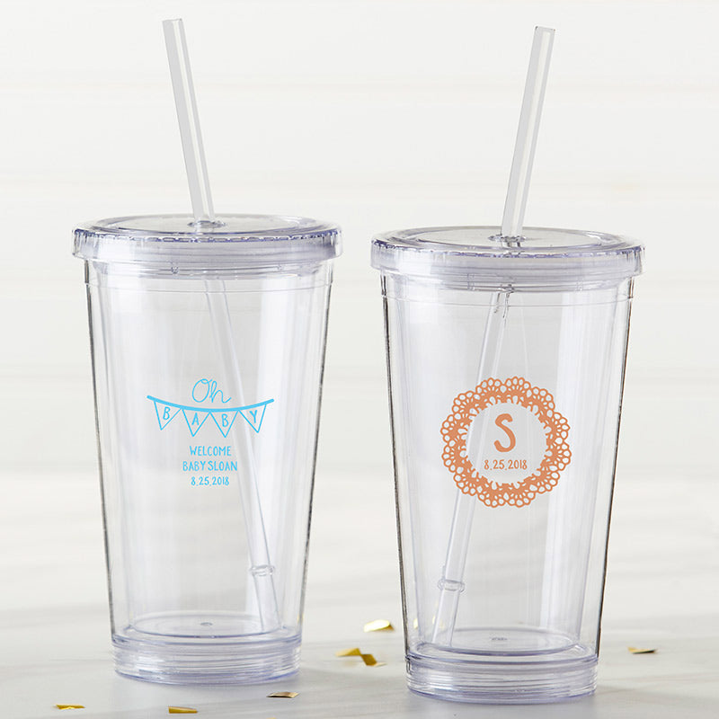 Personalized Printed Acrylic Tumbler - Rustic Charm Baby Shower