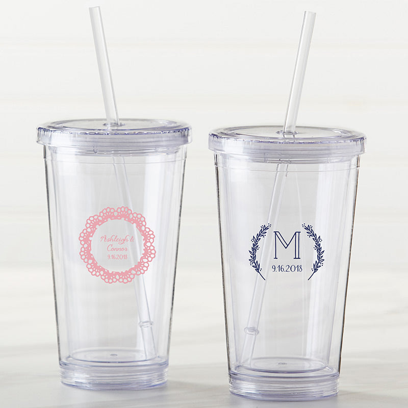 Personalized Printed Acrylic Tumbler - Rustic Charm Wedding