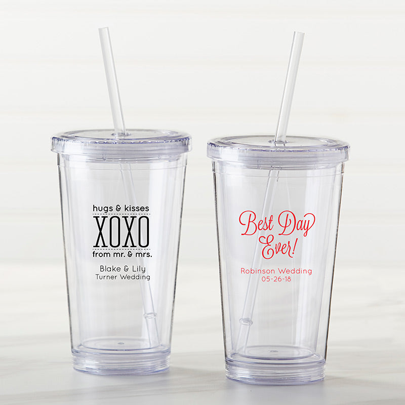 Cute Personalized Clear Tumbler - Bridal Party Cup - Custom Tumbler with Lid