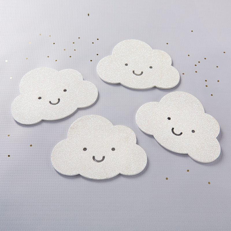 White Glitter Cloud Shaped Coaster (Set of 4)