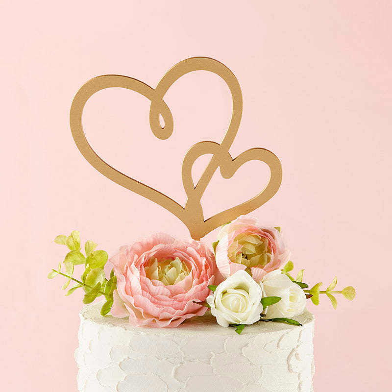 Gold Double Heart Cake Topper