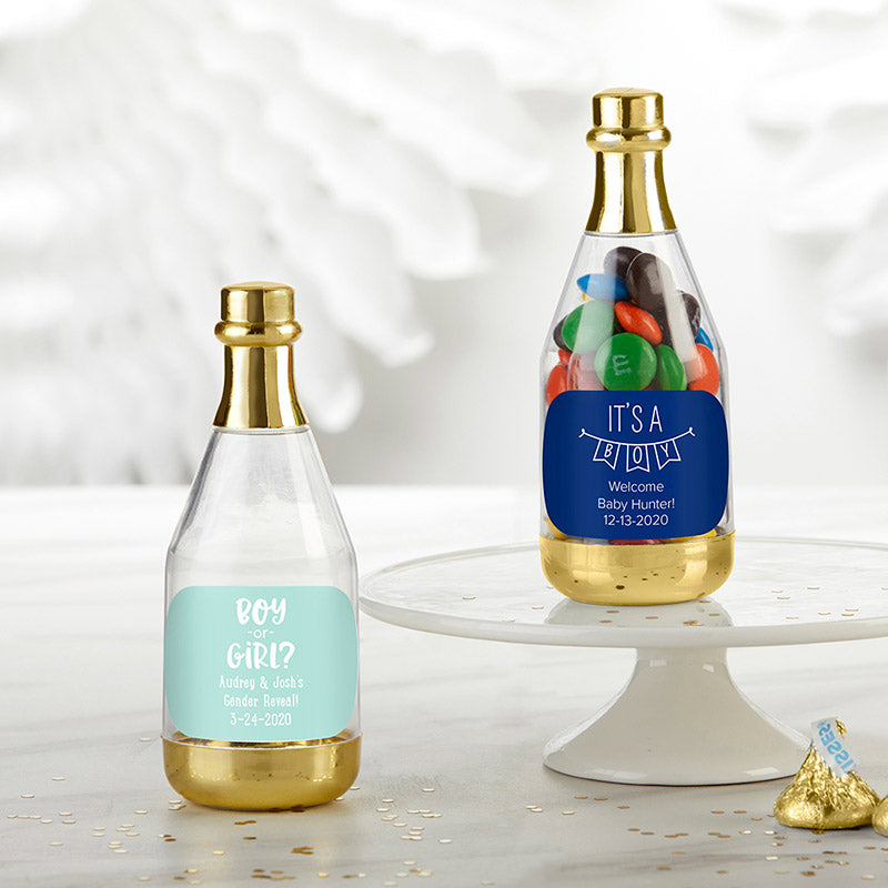 Personalized Gold Metallic Champagne Bottle Favor Container - Baby Shower (Set of 12) Main Image, Kate Aspen | Favor Container