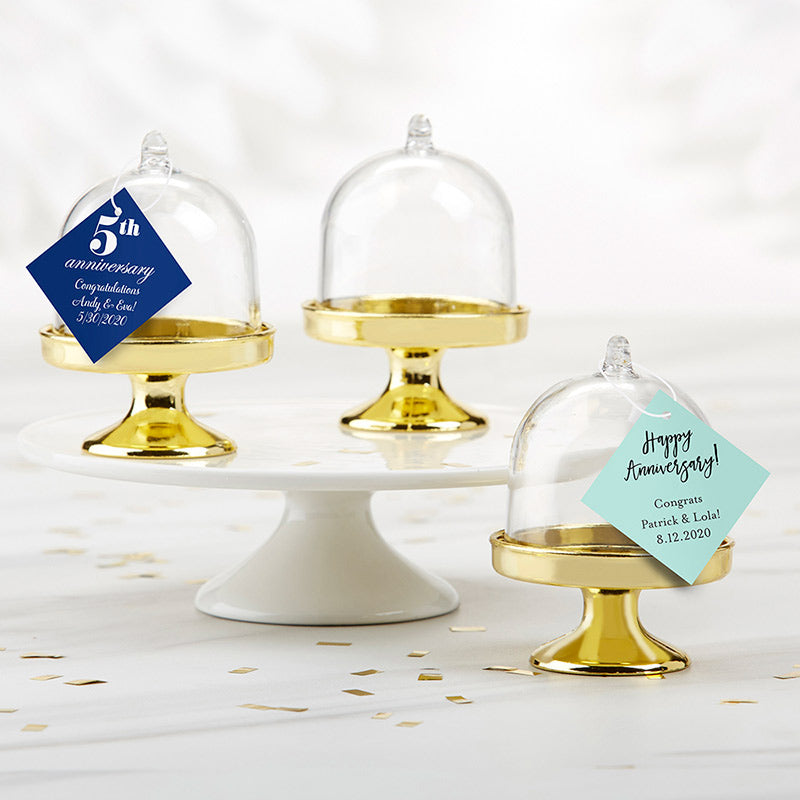 Personalized Small Bell Jar with Gold Base - Anniversary (Set of 12)