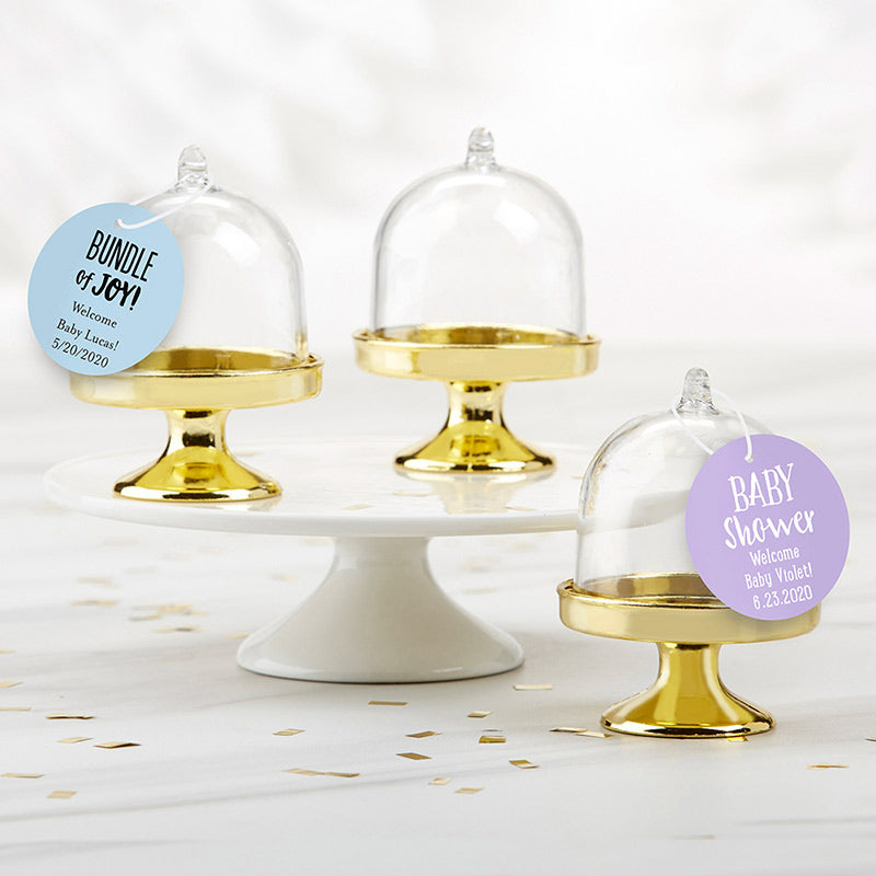 Personalized Small Bell Jar with Gold Base - Baby Shower (Set of 12)