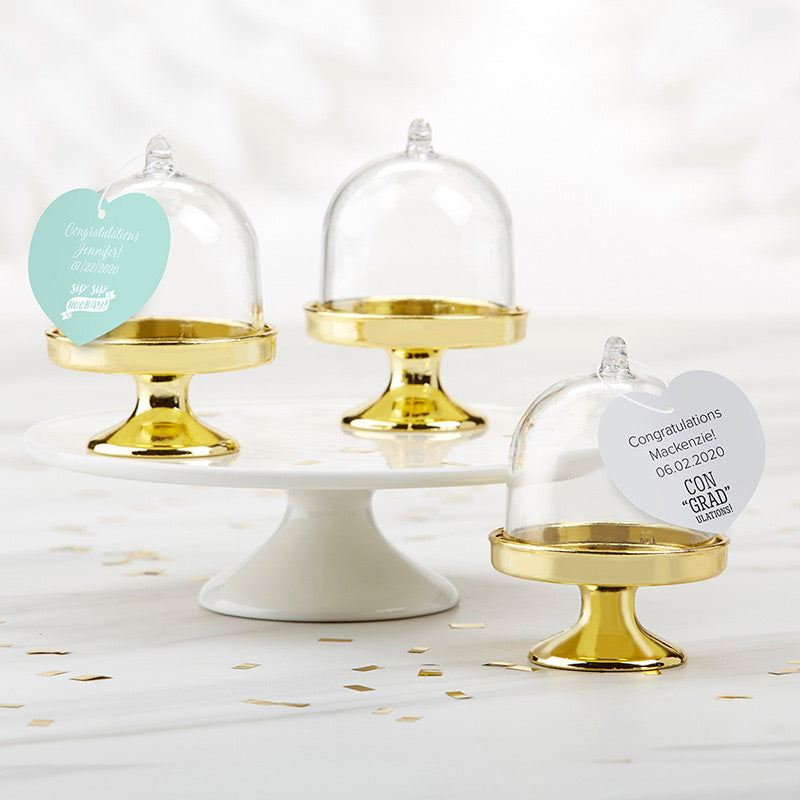 Personalized Small Bell Jar with Gold Base - Celebration (Set of 12)