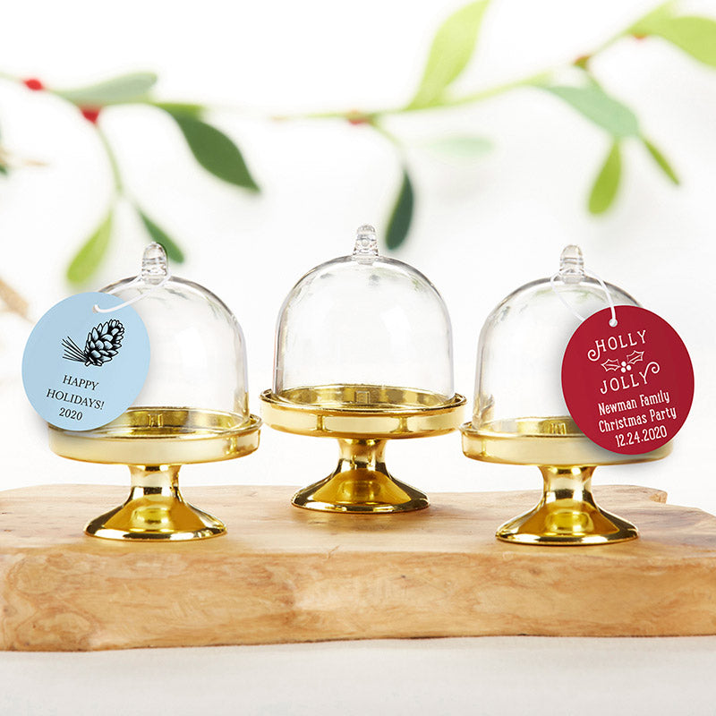 Personalized Small Bell Jar with Gold Base - Holiday (Set of 12)