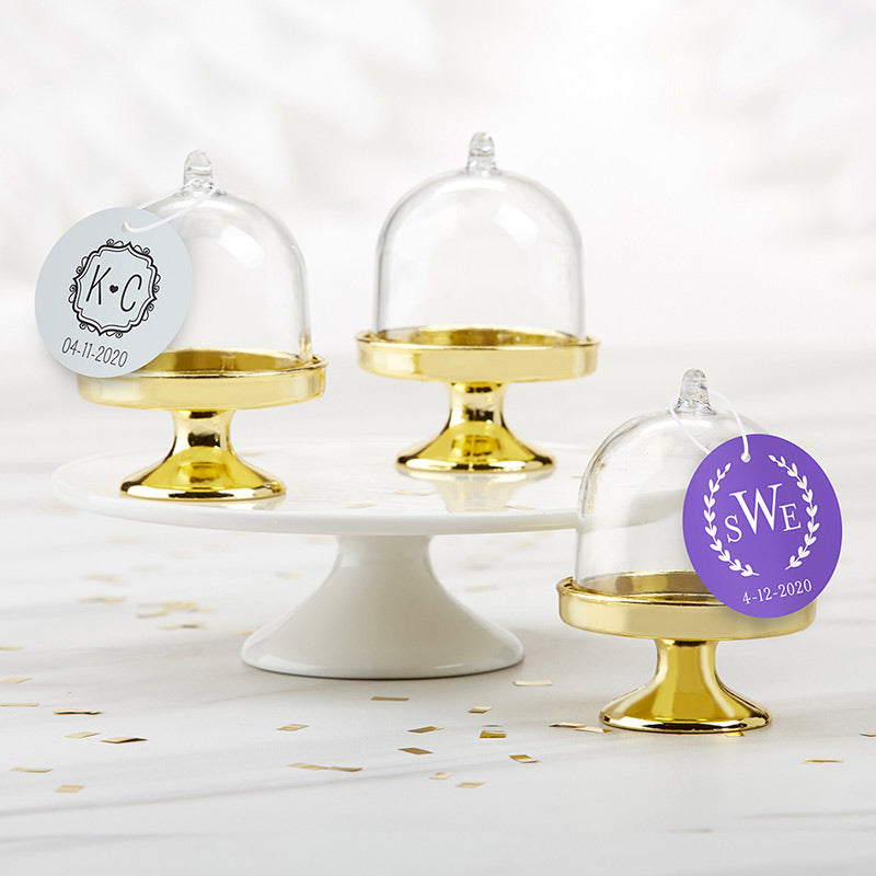 Personalized Small Bell Jar with Gold Base - Monogram (Set of 12)