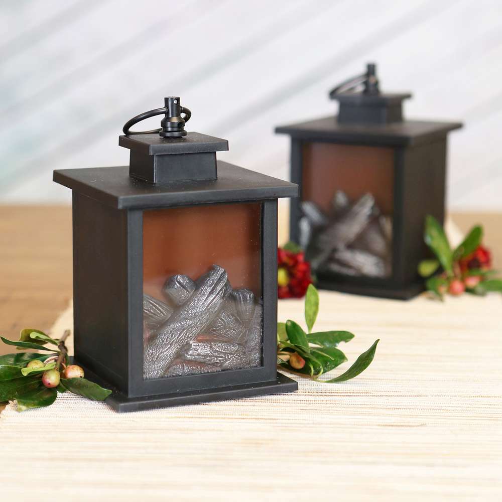 LED Vintage Decorative Black Lantern - Tokyo (Set of 2) Alternate Image 4, Kate Aspen | Lantern