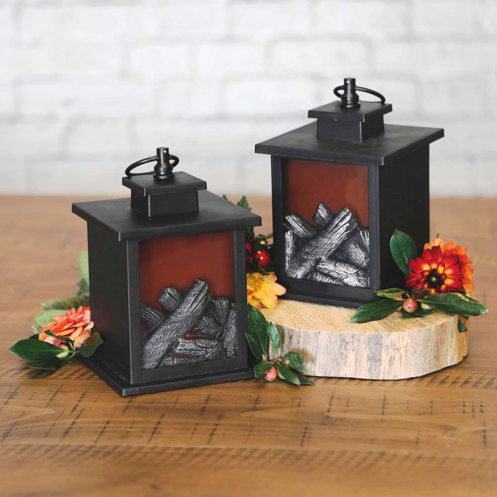 LED Vintage Decorative Black Lantern - Tokyo (Set of 2) Alternate Image 5, Kate Aspen | Lantern