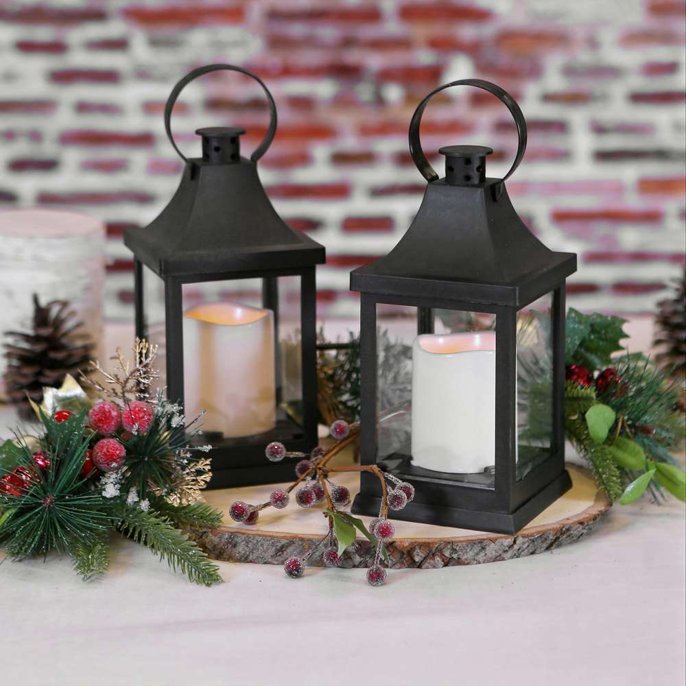LED Vintage Decorative Black Lantern - Shanghai (Set of 2) Alternate Image 2, Kate Aspen | Lantern