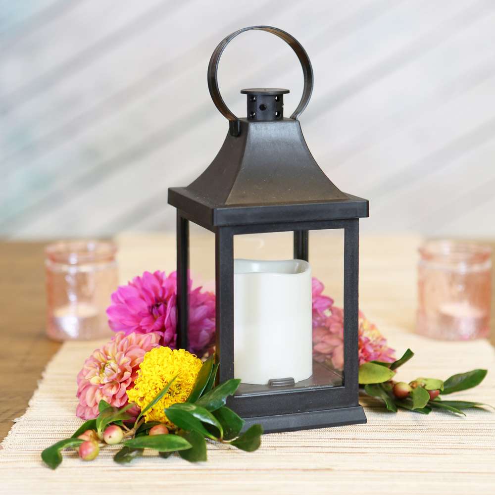 LED Vintage Decorative Black Lantern - Shanghai (Set of 2) Alternate Image 5, Kate Aspen | Lantern