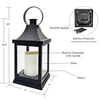 Thumbnail for LED Vintage Decorative Black Lantern - Shanghai (Set of 2) Alternate Image 6, Kate Aspen | Lantern