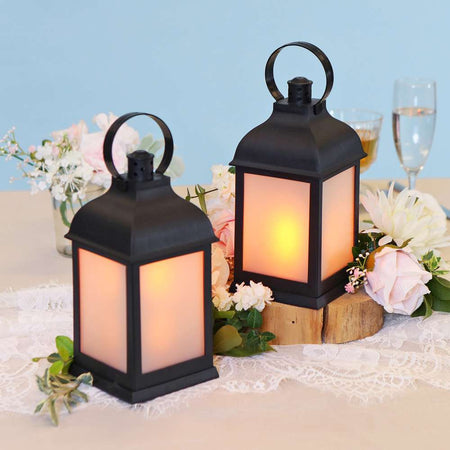 LED Vintage Decorative Black Lantern - Marrakesh (Set of 2) Alternate Image 2, Kate Aspen | Lantern