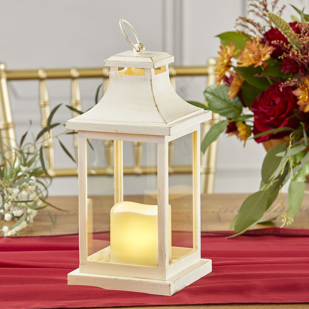 LED Vintage Decorative Ivory Lantern - Hampton Main Image, Kate Aspen | Lanterns