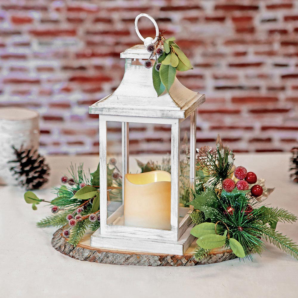 LED Vintage Decorative Ivory Lantern - Hampton Alternate Image 4, Kate Aspen | Lanterns