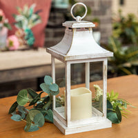 Thumbnail for LED Vintage Decorative Ivory Lantern - Hampton Alternate Image 7, Kate Aspen | Lanterns