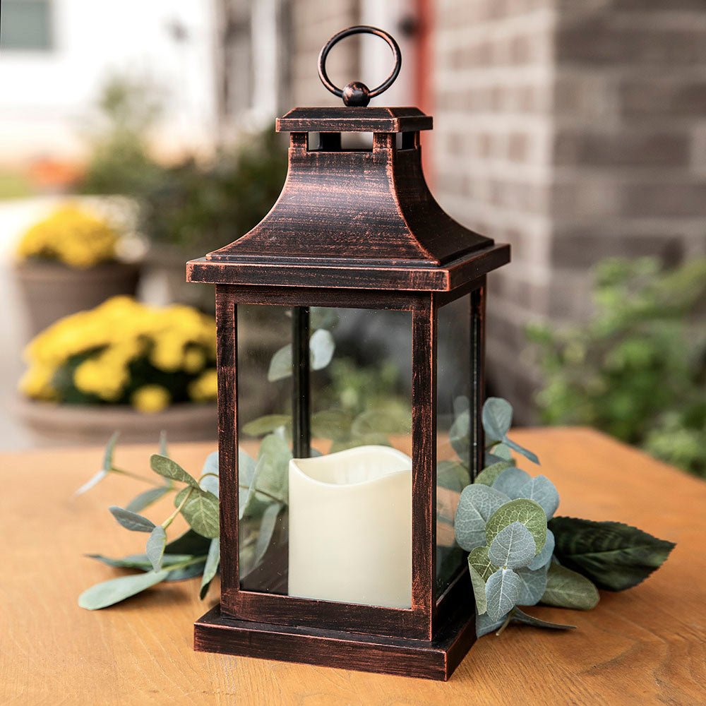LED Vintage Decorative Copper Lantern - Hampton Alternate Image 2, Kate Aspen | Lanterns