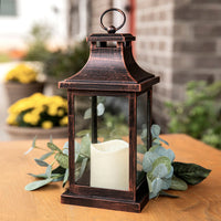 Thumbnail for LED Vintage Decorative Copper Lantern - Hampton Alternate Image 2, Kate Aspen | Lanterns