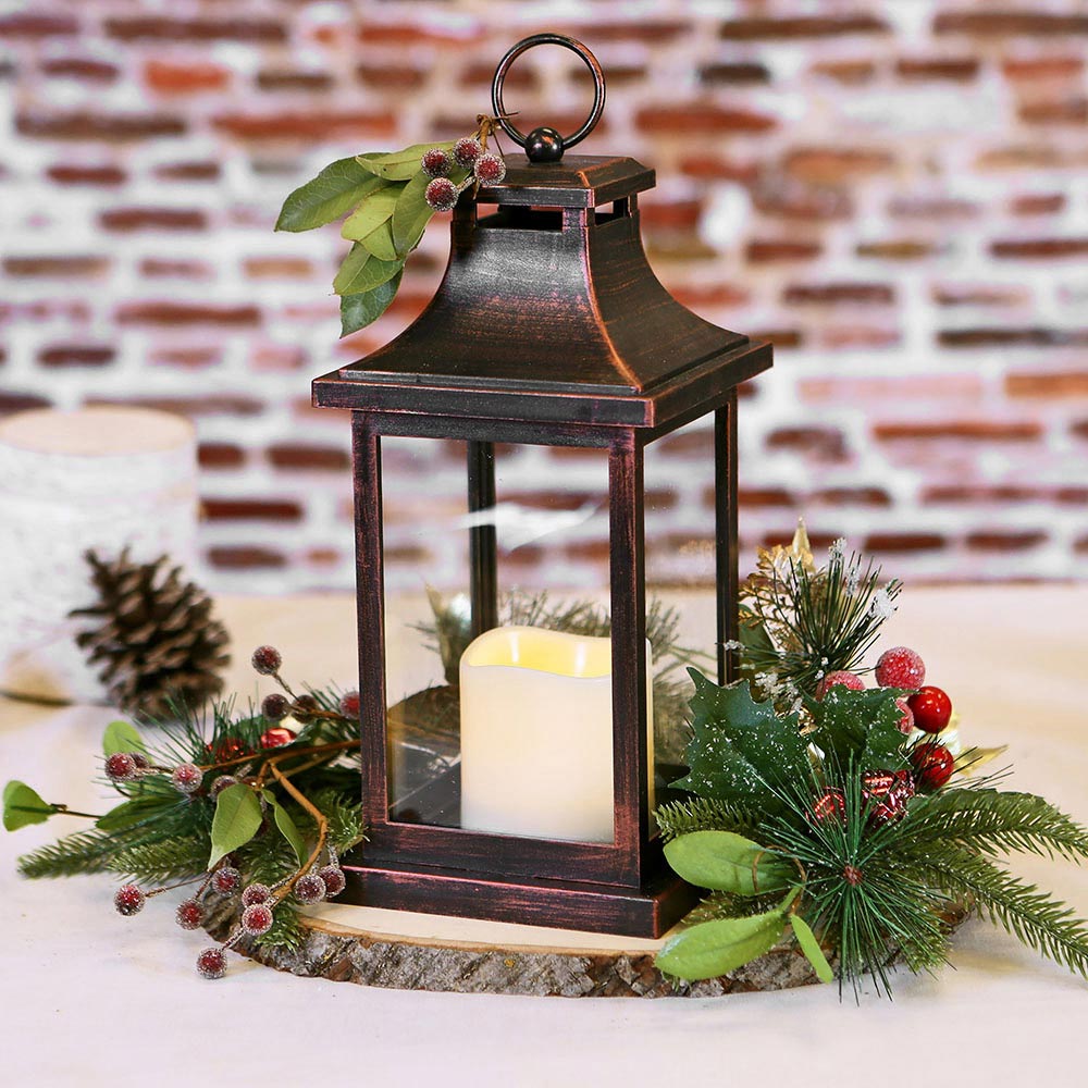 LED Vintage Decorative Copper Lantern - Hampton Alternate Image 4, Kate Aspen | Lanterns