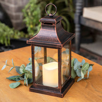 Thumbnail for LED Vintage Decorative Copper Lantern - Hampton Alternate Image 7, Kate Aspen | Lanterns
