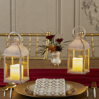 Thumbnail for LED Vintage Decorative White Lantern - Marrakesh (Set of 2) Alternate Image 3, Kate Aspen | Lanterns