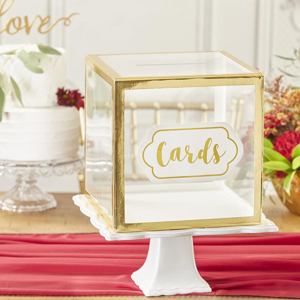 Gold Frame Collapsible Acrylic Card Box Main Image, Kate Aspen | Card Box