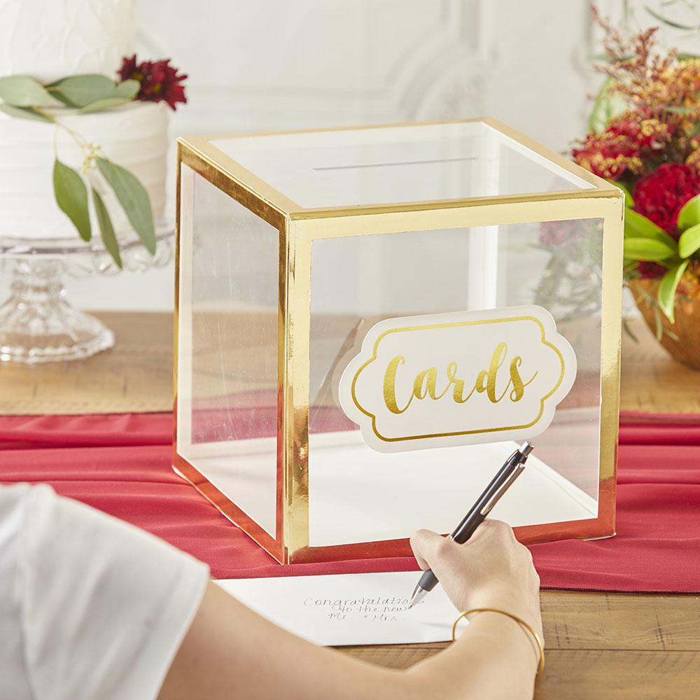 Rose Gold Foil Script Card Box