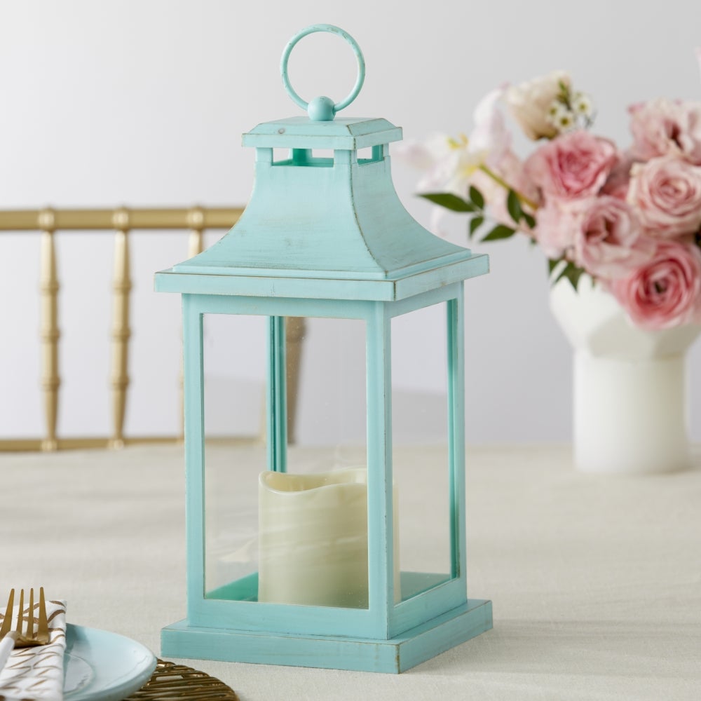 LED Vintage Decorative Blue Lantern - Hampton Alternate Image 2, Kate Aspen | Lantern