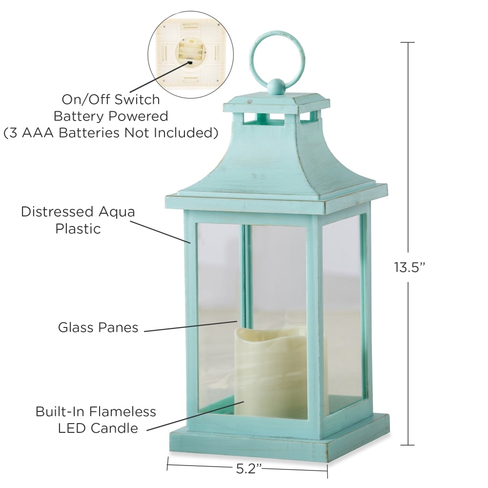 LED Vintage Decorative Blue Lantern - Hampton Alternate Image 5, Kate Aspen | Lantern