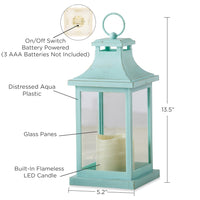 Thumbnail for LED Vintage Decorative Blue Lantern - Hampton Alternate Image 5, Kate Aspen | Lantern