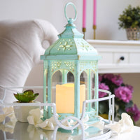 LED Blue Hexagon Distressed Lantern (Set of 2) Alternate Image 2, Kate Aspen | Lantern