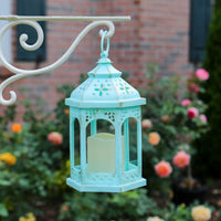 LED Blue Hexagon Distressed Lantern (Set of 2) Alternate Image 3, Kate Aspen | Lantern