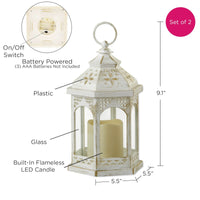 Thumbnail for LED White Hexagon Distressed Lantern (Set of 2) Alternate Image 6, Kate Aspen | Lantern