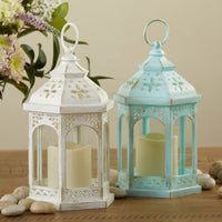 Thumbnail for LED White Hexagon Distressed Lantern (Set of 2) Alternate Image 7, Kate Aspen | Lantern