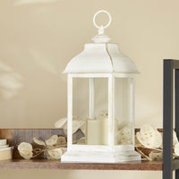 Thumbnail for LED Vintage Decorative Distressed White Lantern - Manchester Alternate Image 2, Kate Aspen | Lantern