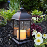 Thumbnail for LED Vintage Decorative Copper Lantern - Manchester Alternate Image 2, Kate Aspen | Lantern