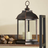 Thumbnail for LED Vintage Decorative Copper Lantern - Manchester Alternate Image 3, Kate Aspen | Lantern
