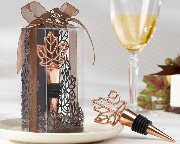 Lustrous Leaf Copper-Finish Bottle Stopper in Laser-Cut Leaf Gift Box