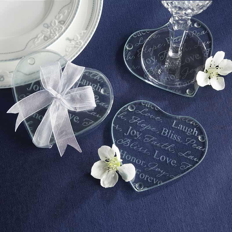 Good Wishes Heart Shaped Glass Coaster (Set of 2)